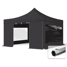 TOOLPORT Faltpavillon 4 x 4 m inkl. 4 Seitenteile Schwarz