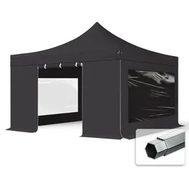 TOOLPORT Faltpavillon 4 x 4 m inkl. 4 Seitenteile Schwarz