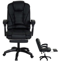 Mendler Bürostuhl HWC-M80, Schreibtischstuhl Drehstuhl Chefsessel, ausziehbare Fußstütze Kunstleder schwarzes Fußkreuz schwarz
