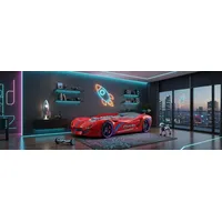 Xlmoebel Autobett Rotes Kinderbett im Rennwagen-Design mit LED-Beleuchtung, Made in Europa rot
