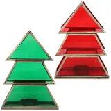 Marrakesch Orient & Mediterran Interior 2er Set Teelichthalter Christbaum 17cm Grün aus Glas als Finse