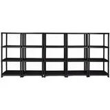 Ondis24 Regal, Lagerregal, 60 x 30 x 138 (H) cm, 12 Zoll Steckregal, Kunststoff, anthrazit, bis maximal 125 kg belastbar (5 Stück)