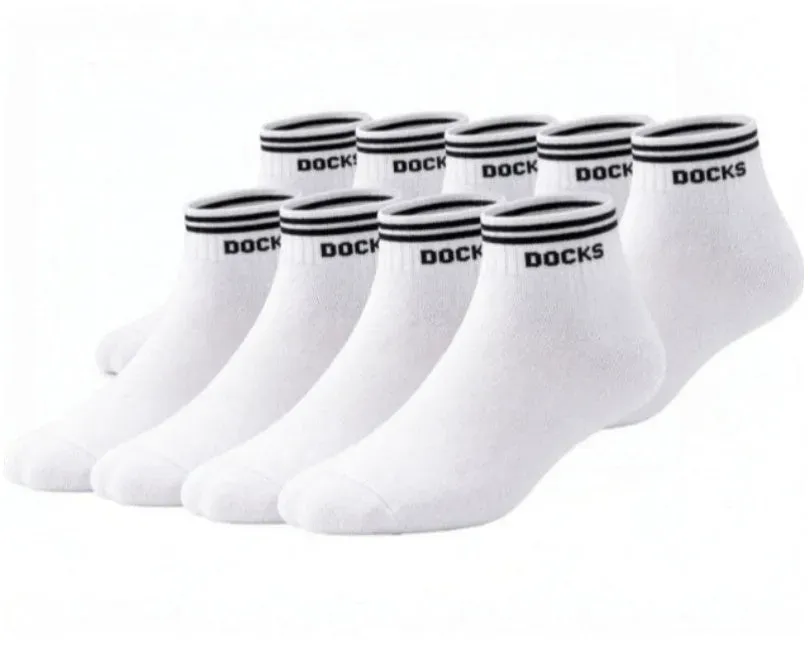 9er Pack DOCKS Sneaker Socken Baumwolle Atmungsaktive Damen & Herren weiß 35-38
