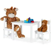 Relaxdays Kindersitzgruppe Maltisch mit 2 Kinderstühlen MDF weiß