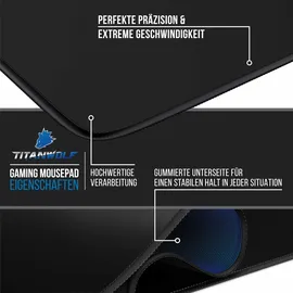 Titanwolf Gaming Mauspad, XXXL Speed Mousepad 1200 x 600 mm, Geschwindigkeit & Präzision, Schriftzug Alpha