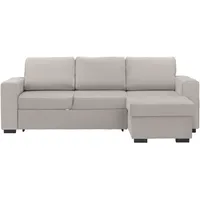 Carryhome Ecksofa, Creme, Textil, Uni, 3-Sitzer, Ottomane rechts, seitenverkehrt montierbar, L-Form, 244x157 cm, Schlafen auf Sitzhöhe, Rücken echt, Wohnzimmer, Sofas & Couches, Wohnlandschaften, Ecksofas