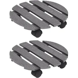 vidaXL Pflanzenroller 2 Stk. Grau Ø30x7,5 cm WPC