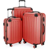 Hauptstadtkoffer Spree - 3er Kofferset, TSA, Trolley-Set, Rollkoffer, Reisekoffer, (S, M & L), Korall