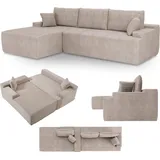 Juskys Sofa Coredo Links Cord Taupe