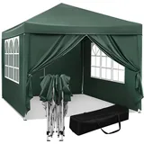 Woltu Pavillon Pop-Up wasserdichter Sonnenschutz Event Pavillon mit Seitenwänden Gartenpavillon auf Terrasse Camping Pagodenzelt aus Oxford Metallrahmen 3 x 3 m Grün - Woltu