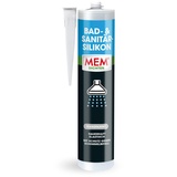 MEM Bad- & Sanitär-Silikon, Dauerhaft elastischer Silikon-Dichtstoff mit Schutz gegen Schimmelbefall, Im Innen- und Außenbereich, Gebrauchsfertig, Lösemittelfrei, 300 ml