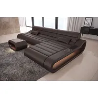 Sofa Dreams Ecksofa Ledercouch Ledersofa Concept L Form lang Sofa Leder, Couch, mit LED, Designersofa mit ergonomischer Rückenlehne braun