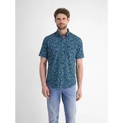 Kurzarmhemd LERROS "LERROS Herren Sommerhemd, floral bedruckt", Herren, Gr. XXXL, Normalgrößen, blau (classic navy), 100% Baumwolle, Kurzarm, Hemden