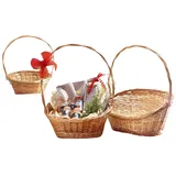 Dekoleidenschaft Präsentkorb "Natur" groß, aus Weide, Geschenkkorb leer, Henkelkorb, Weidenkorb