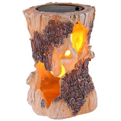 Solarlampe Outdoor Garten Solarleuchte LED Solar Außenlampe Holzstamm Holzoptik braun, Kunststoff Lichteffekt, 1x LED warmweiß, DxH 14,5x19,5 cm, Terrasse