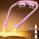 Glocusent Leselampe Hals mit 3 Farben & 5 stufenloser Helligkeit, Leselampe Bett mit Timer & Einschlafhilfe, Perfektes Halslampe für Lesen Stricken Häkeln Nähen Reparieren (Rosa)