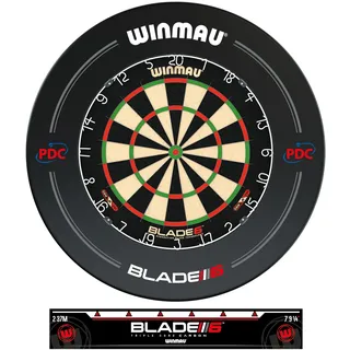 WINMAU Blade 6 Turnierdartscheibe Dartboard Surround Set inklusive Dartscheibe mit Winmau PDC Surround und Oche Linie Abstandslinie