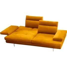 Calia Italia 3,5-Sitzer CALIA ITALIA "Toby Wing, italienisches Designsofa mit erstklassigem Sitzkomfort", gelb (ocra mario), B:228cm H:90cm T:113cm, Mikrofaser mit Nubuk Optik (100% Polyester), Sofas, inklusive Sitztiefenverstellung, Füße in Chrom glänzend