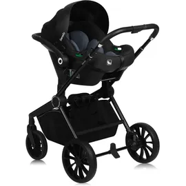 lionelo MIKA PLUS 3in1 bis 38 Monate (22kg), XXL-Verdeck mit UPF50+, 3-stufige Verstellung des Elterngriffs - Black Onyx - Schwarz