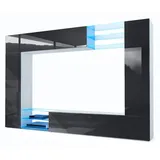 Vladon Wohnwand, Schwarz Hochglanz, Holzwerkstoff, 262x182.5x39 cm, Wohnzimmer, Wohnwände, Wohnwand-Sets