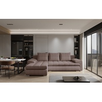 Fun Möbel Ecksofa Sofa HECKTOR, mit Schlaffunktion Stoff Abriamo Altrosa Ottomane Links
