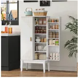 ANYSUN Mehrzweckschrank Küchenschrank schmal mit viel Stauraum Vintage Küchenbuffet Mit Kippschutz für Stabilität, vielseitig nutzbar, leicht zu reinigen weiß