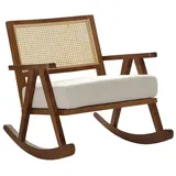 WAHSON OFFICE CHAIRS Schaukelstuhl Gepolsterter Schaukelstuhl aus Rattan mit Massivholzbeinen braun