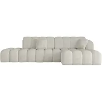 altdecor Ecksofa Olea-L2-S Samt mit Schlaffunktion 3-Sitzer Creme