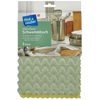flink & sauber 3er-Pack Mikrofaser Schwammtücher, flink & sauber, 17 cm