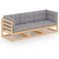 vidaXL 3-Sitzer-Gartensofa natur/grau