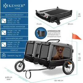 Kesser Hundeanhänger Boxer 3-in-1 grau