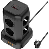 Mehrfachsteckdose mit Schalter,8 Fach Steckdosenleiste Steckerleiste mit 3 USB und 1 USB C, Mehrfachstecker Überspannungsschutz, 2M Verlängerungskabel Steckdosenturm für Zuhause,Büro