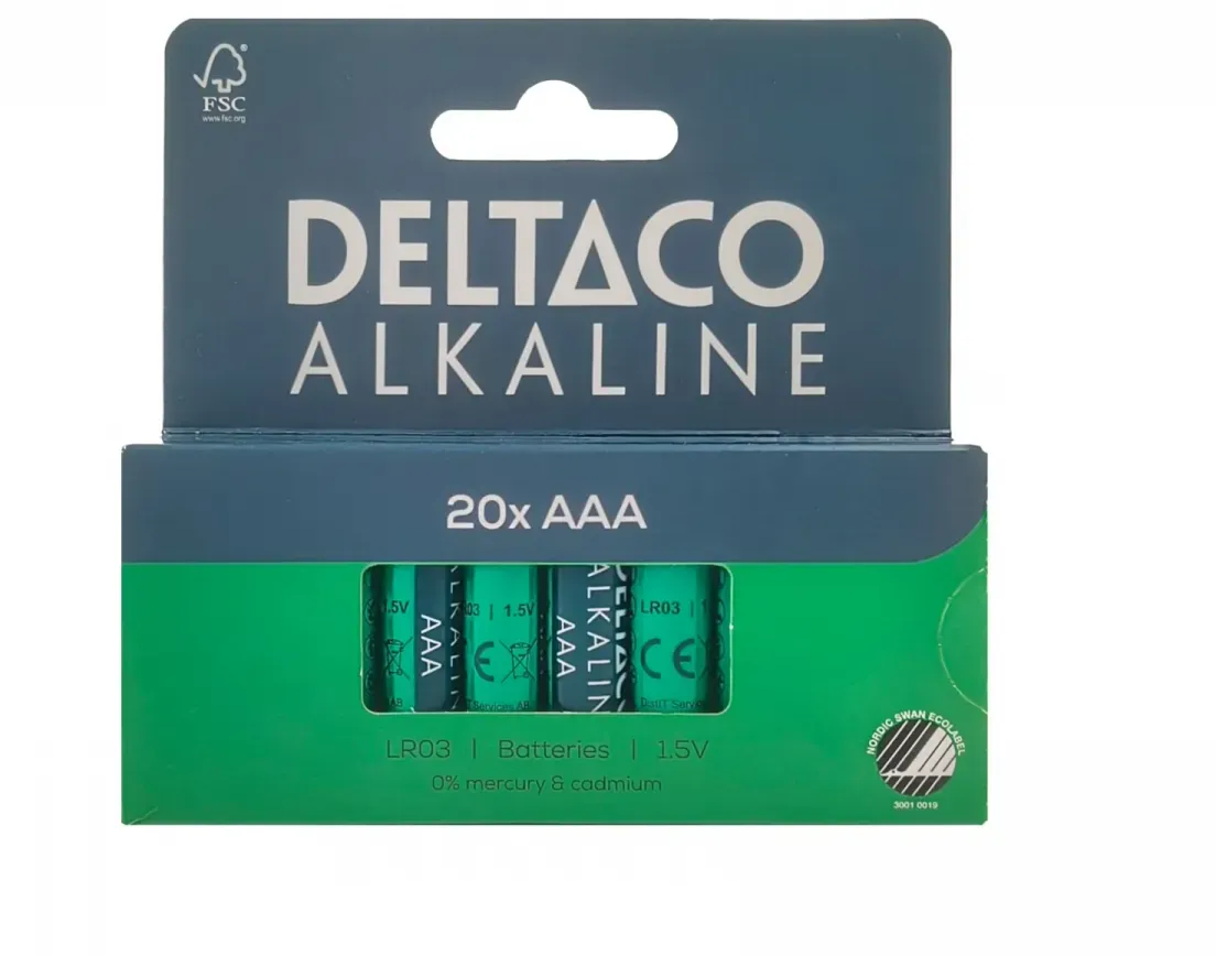 Deltaco AAA-Alkalibatterien 20er-Pack