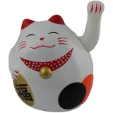 Superfreak Glückskatze - Maneki-Neko - rundliche Winkekatze 11 cm - weiß