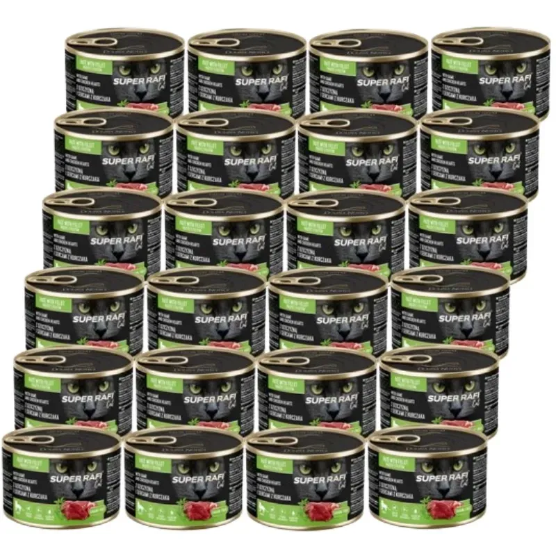 DOLINA NOTECI Super Rafi Cat P&F mit Wildfleisch und Hühnerherzen 24x185g