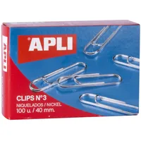 APLI 11712 - vernickelte Clips Nr. 3 40 mm 100 u.