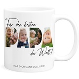 Papa Tasse mit Fotos personalisiert Bester Papa der Welt Kaffeebecher Vatertag Vatertagsgeschenk Geschenk Fototasse für Vater