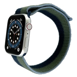 Apple Watch SE GPS 40 mm Aluminiumgehäuse silber, Sport Loop abyssblau/moosgrün