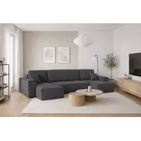 kaiser möbel Ecksofa Dicker Cord U-Form Dunkelgrau