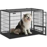 Feandrea Hundekäfig hochbelastbar, Gitterbox, transportabler Haustierkäfig, 139 x 79 x 87 cm, für große Hunde, sicher, 2 abnehmbare Türen, Welpenauslauf, XXXL, tintenschwarz PPD004B01