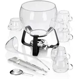 Kela Feuerzangenbowle Set 11 teilig JUNTOS, Bowleset mit 3,5l Glasschale, 6 Gläser, Zuckerzange, Schöpfer, auch geeignet für Sommerbowle & Glühwein