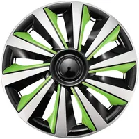 Blueshyhall 4er Set Radkappen Grün Silber Schwarz Glänzend, Radzierblenden für Stahlfelgen aus PP Kunststoff, 13-16 Zoll Option Cool Hubcaps Radblenden Farbig Tuning Zubehör Außen (16")