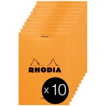 Rhodia 12600C 10 Notizblöcke N.12, 8,5x12cm 80 Blatt liniert Orange