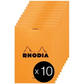 Rhodia 12600C 10 Notizblöcke N.12, 8,5x12cm 80 Blatt liniert Orange