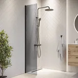 Badplaats Duschwand Rizani 40 x 200cm Glas Duschabtrennung Schwarz - Walk-In Dusche Nano Duschtrennwand