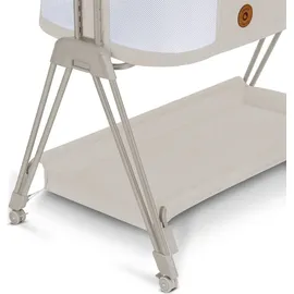 lionelo Luna ein tragbares Beistellbett mit einer Matratze, reisebett, von Neugeboren bis 9 kg, in der Höhe und der Neigung verstellbar, 4 Rädern - Beige