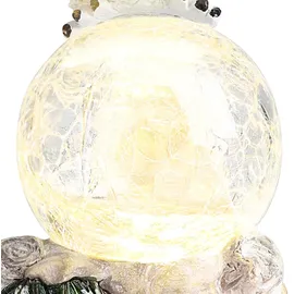 COM-FOUR com-four® LED-Figur Eule mit Glaskugel - LED Beleuchtung zum Hinstellen mit Timer-Funktion - dekorative Weihnachtsfigur