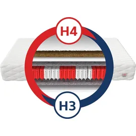 Fdm Matratze 100x200 cm MONTALTO Höhe ca. 17 cm H3 H4 Premium Multipocket-Taschenfederkern 7 Zonen Kokos