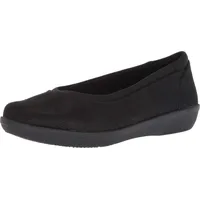 Clarks Women's Ayla Low Ballet Flat, Black Synthetic Nubuck, 085 M US