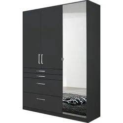 Kleiderschrank RAUCH "Harburg Bestseller im Schlafzimmer", grau (graumetallic), B:136cm H:197cm T:54cm, Schränke, Schlafzimmerschrank Schrank Garderobe mit Spiegel